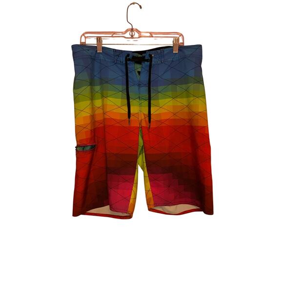 Hang 10 Other - Hang 10 Rainbow Colored Colorful Geometric Board Shorts Size 34 Mens